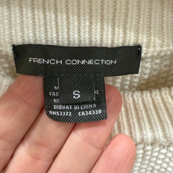 French Connection Classic balloon sleeve white/ivory Sweater preppy cozy chic - Picture 10 of 11